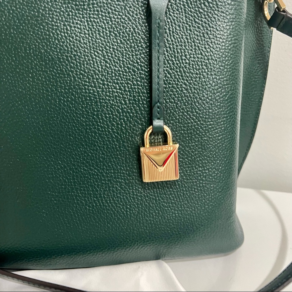 Michael Kors Dark Green Leather Satchel with Gold Hardware - Picture 3 of 6